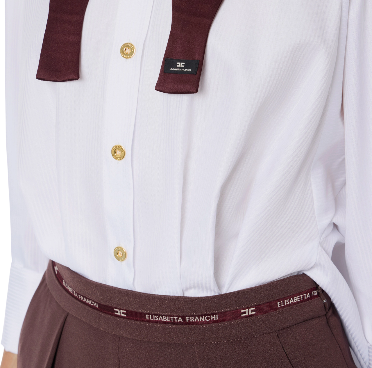 Elisabetta Franchi tuta jumpsuit con camicia bianco borgogna