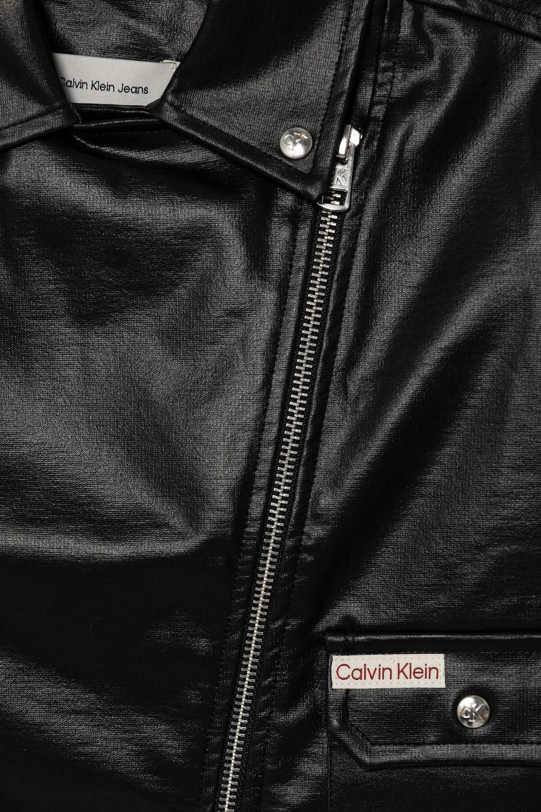 Calvin Klein giubbino biker bambina in ecopelle nero