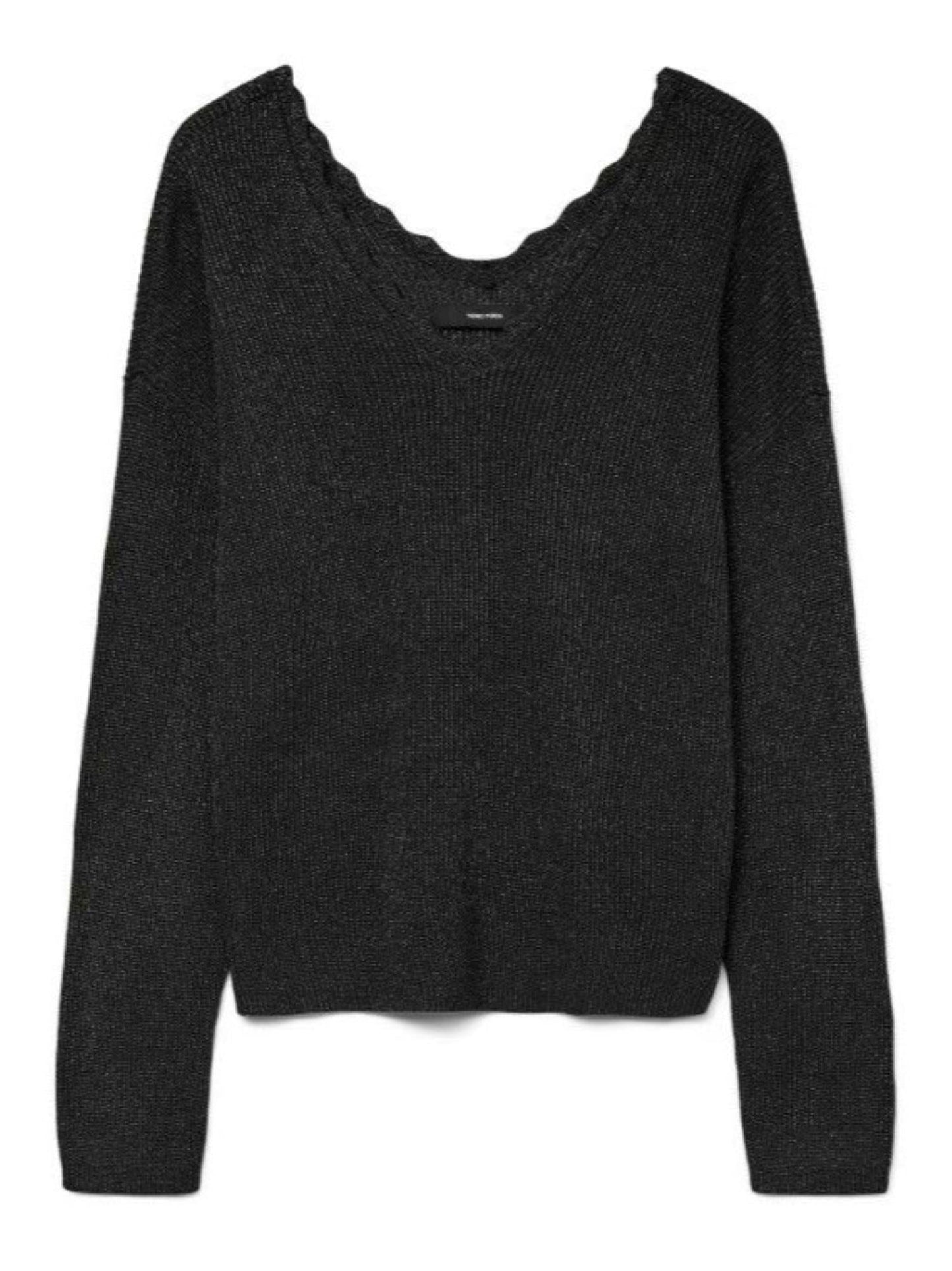 Vero Moda maglia in lurex con scollo a V nero