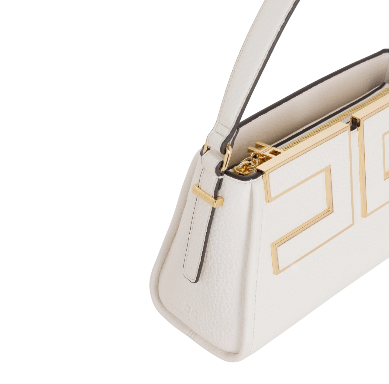 Elisabetta Franchi borsa in ecopelle con logo bianco latte