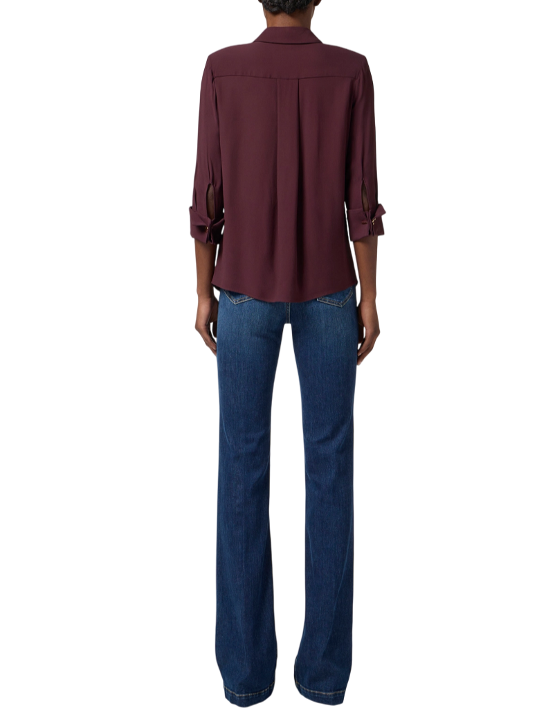 Elisabetta Franchi camicia in georgette con tasche borgogna