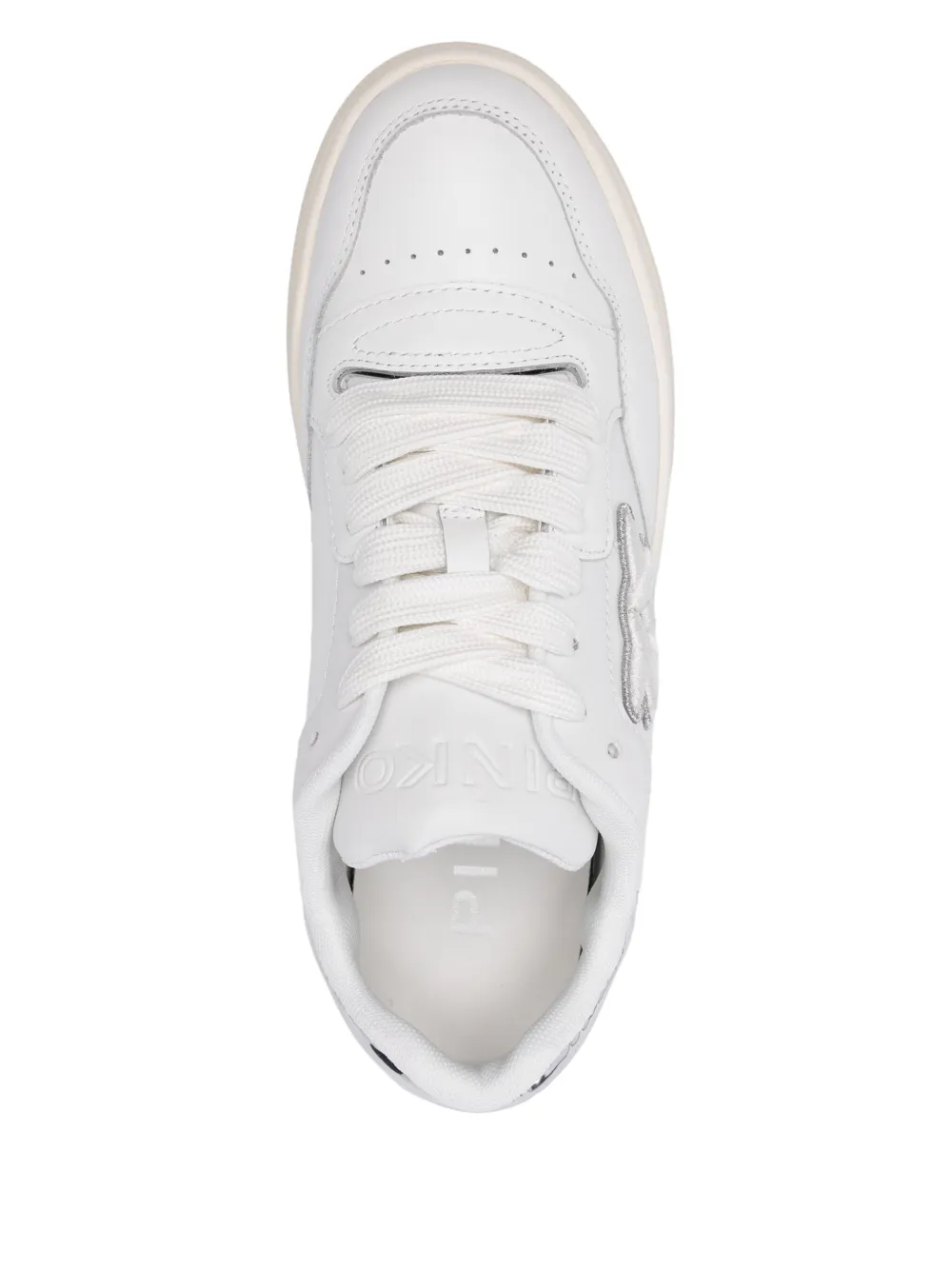 Pinko sneakers Mandy in pelle con logo Love Birds bianco argento