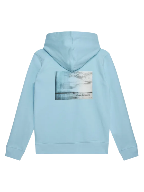 Calvin Klein Jeans felpa con cappuccio Shifted backprint celeste