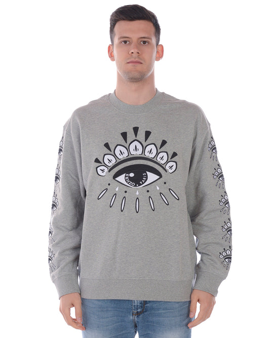 Felpa XL Kenzo Grigia con Logo Ricamato - mem39