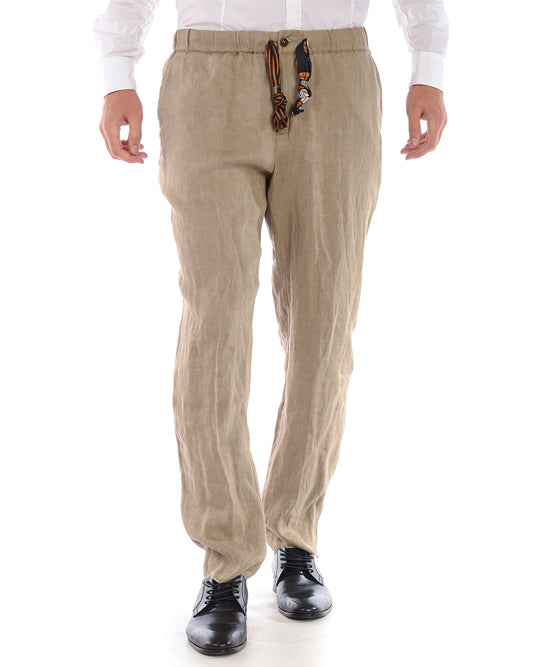 Pantaloni Beige in Lino Daniele Alessandrini - mem39