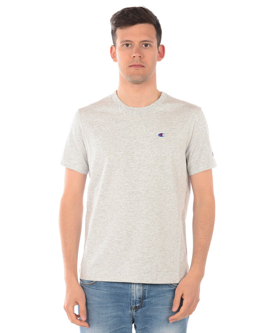 T-shirt Champion Grigia con Logo Ricamato - mem39