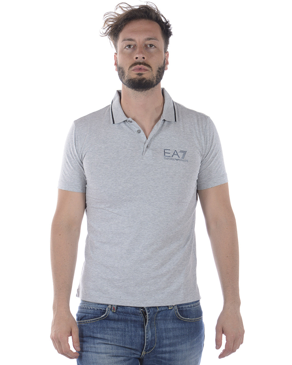 Polo Emporio Armani EA7 Blu con Logo EA7 - mem39