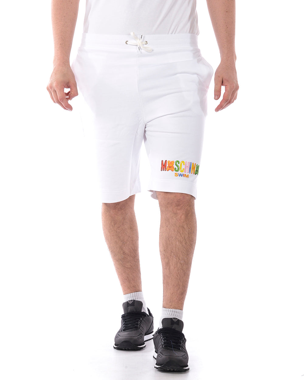 Bermuda Bianco Moschino Swim con Logo Stampato - mem39