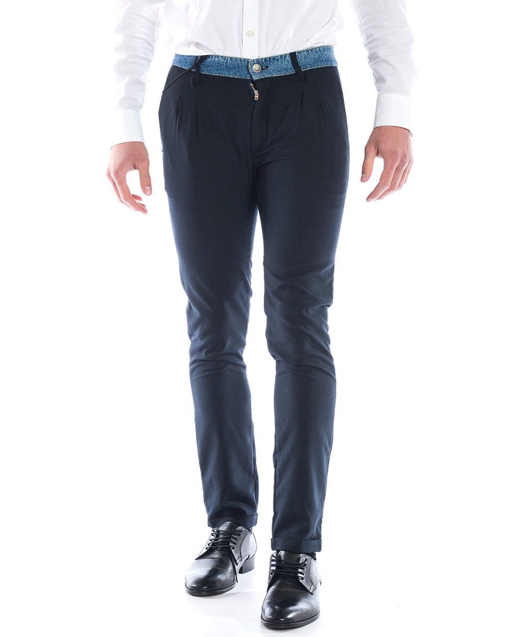 Pantaloni Eleganza Blu Scuro Daniele Alessandrini - mem39