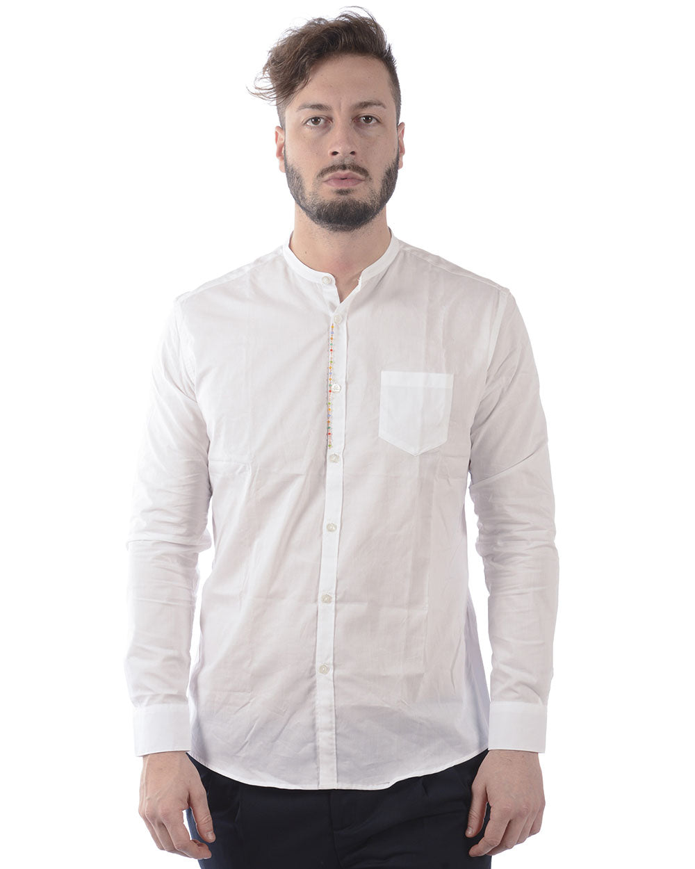 Camicia Daniele Alessandrini Cotone Bianco, Taglia 41, Manica Lunga - mem39