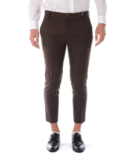 Pantaloni Daniele Alessandrini Brown Zip Closure - mem39