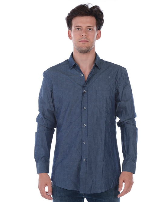 Camicia Blu in Cotone Daniele Alessandrini - mem39