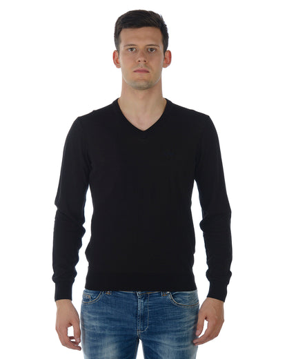 Maglia Nero Cotone con Colletto a V - Armani Jeans - mem39