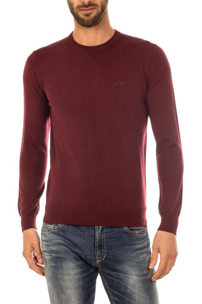 Maglia Armani Jeans Bordeaux Lana con Collo a Giro - mem39