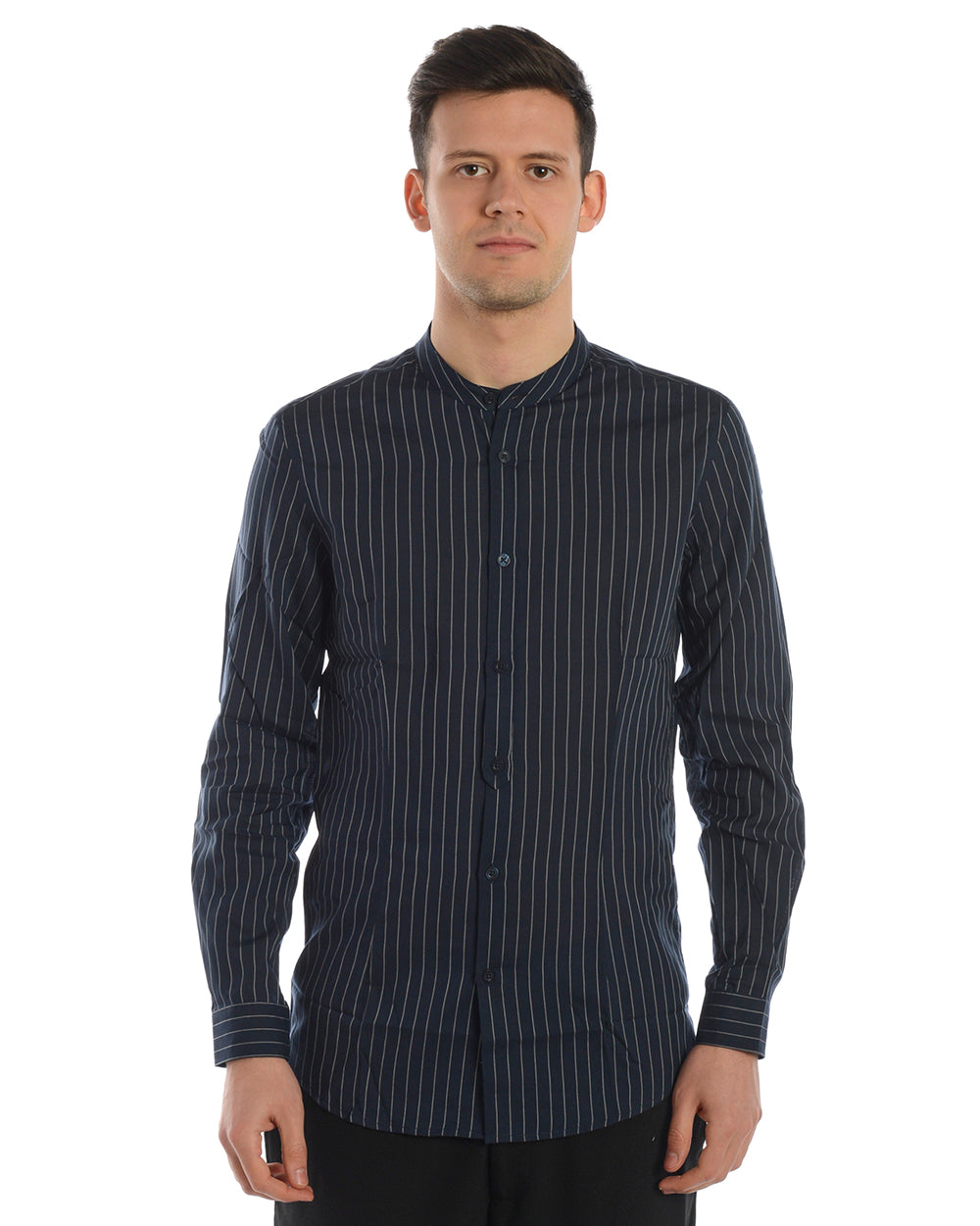 Camicia Daniele Alessandrini Blu in Lyocell con Manica Lunga - mem39