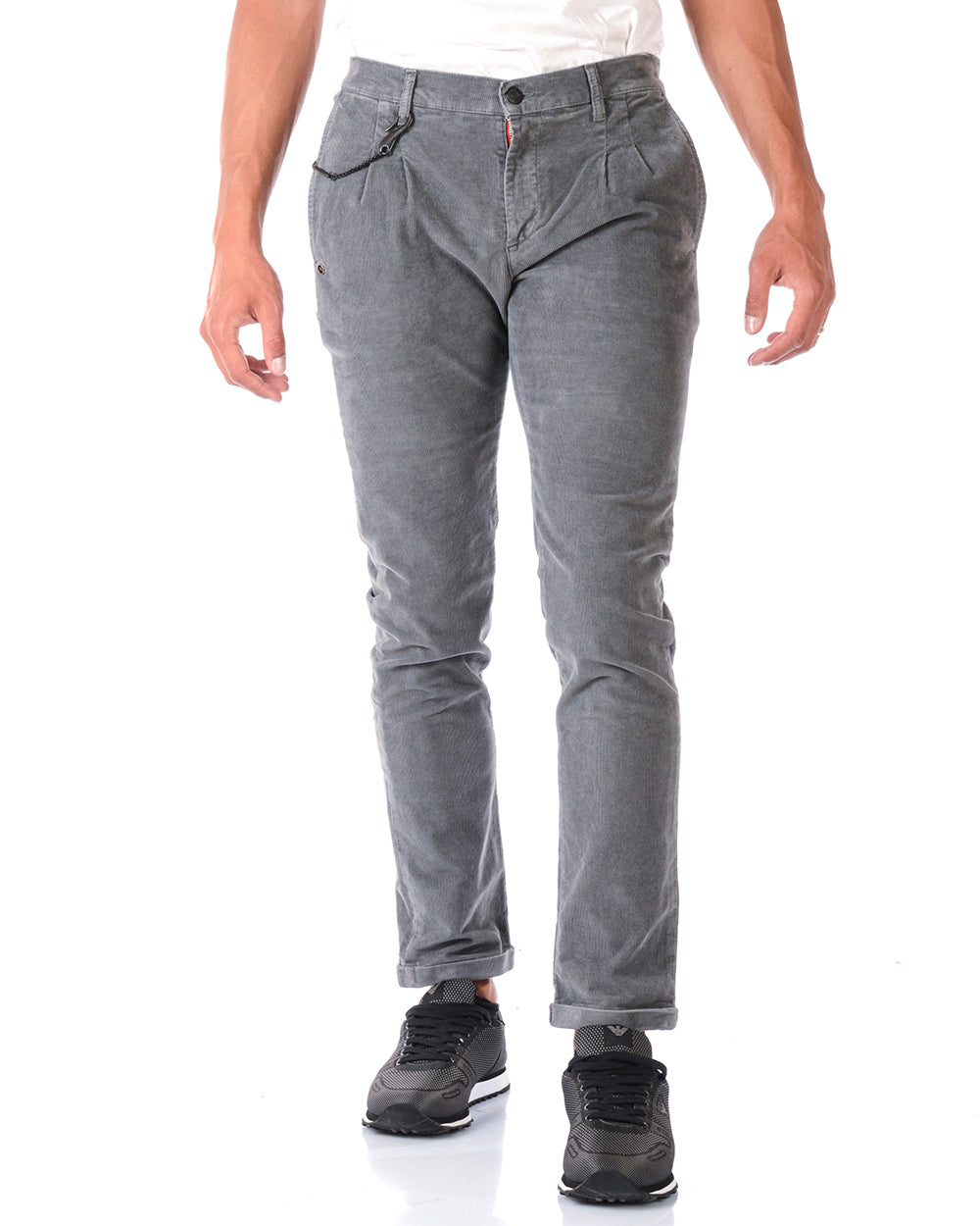 Jeans Daniele Alessandrini Grigio - Chiusura con Zip e Bottoni - mem39