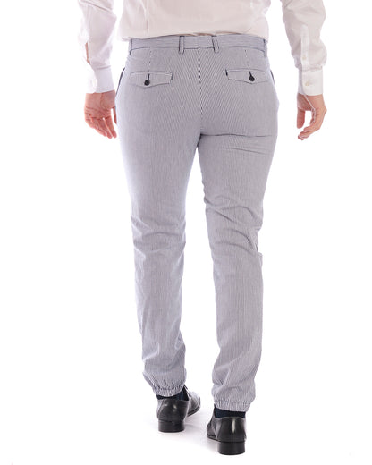 Pantaloni Daniele Alessandrini Blu/Bianco Eleganza - mem39