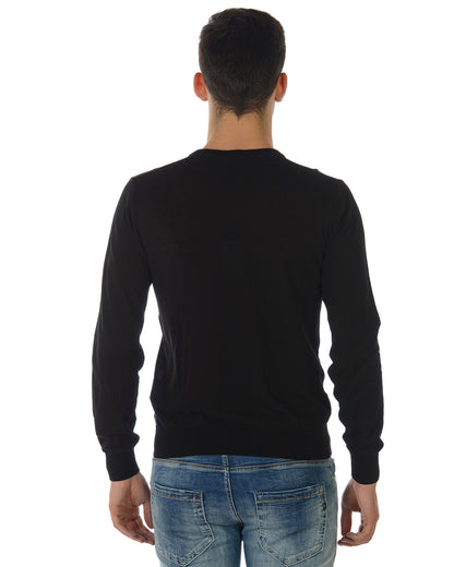 Maglia Nero Cotone con Colletto a V - Armani Jeans - mem39