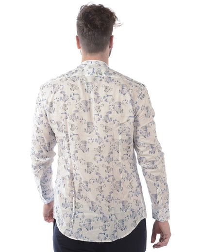 Camicia Daniele Alessandrini Bianco e Blu 100% Cotone - mem39