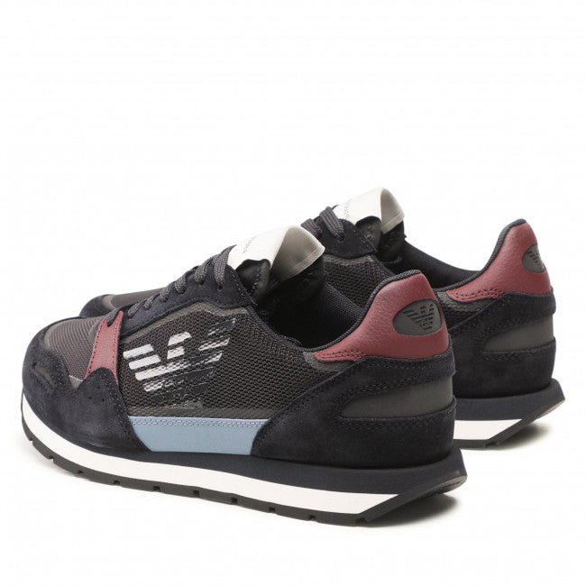 Scarpe Sneakers Emporio Armani Blu Bordeaux in Poliestere - mem39