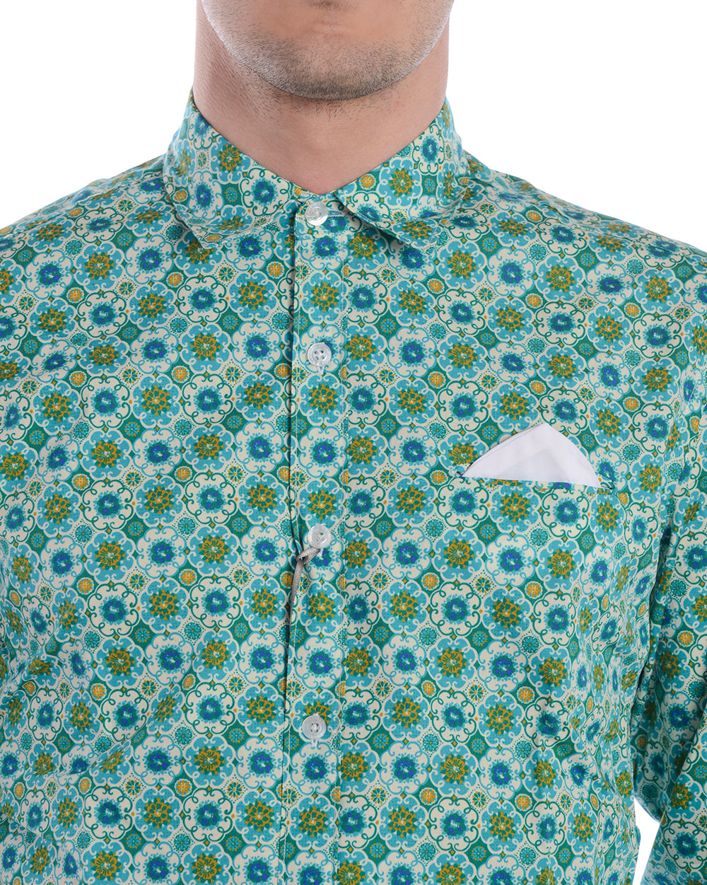 Camicia Verde Multicolore Daniele Alessandrini M 🌟 - mem39