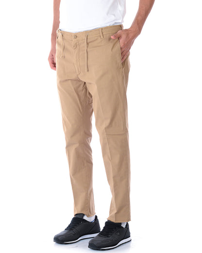 Pantaloni Daniele Alessandrini Beige Scuro con Chiusura Zip e Bottoni - mem39