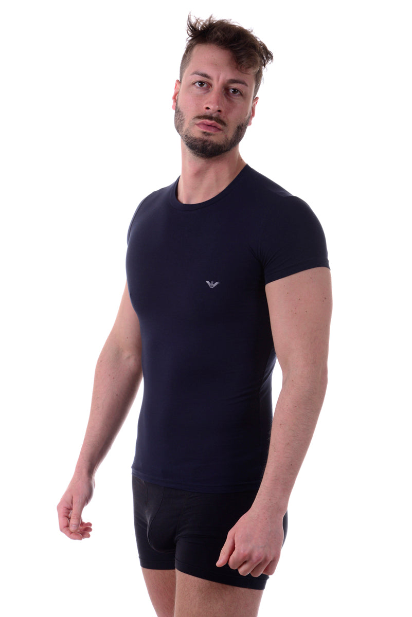 T-shirt Emporio Armani Blu Cotone ed Elastan - Taglia S - mem39