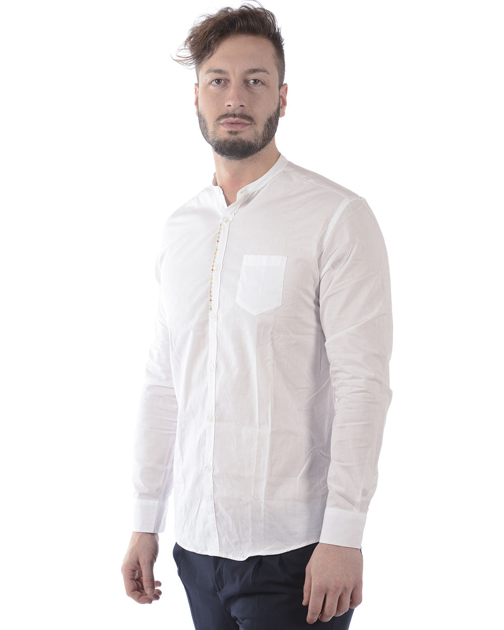 Camicia Daniele Alessandrini Cotone Bianco, Taglia 41, Manica Lunga - mem39