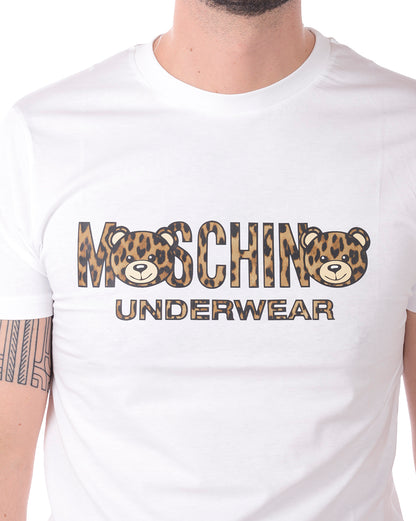 Maglietta Bianca Stampata con Logo Moschino Underwear - mem39