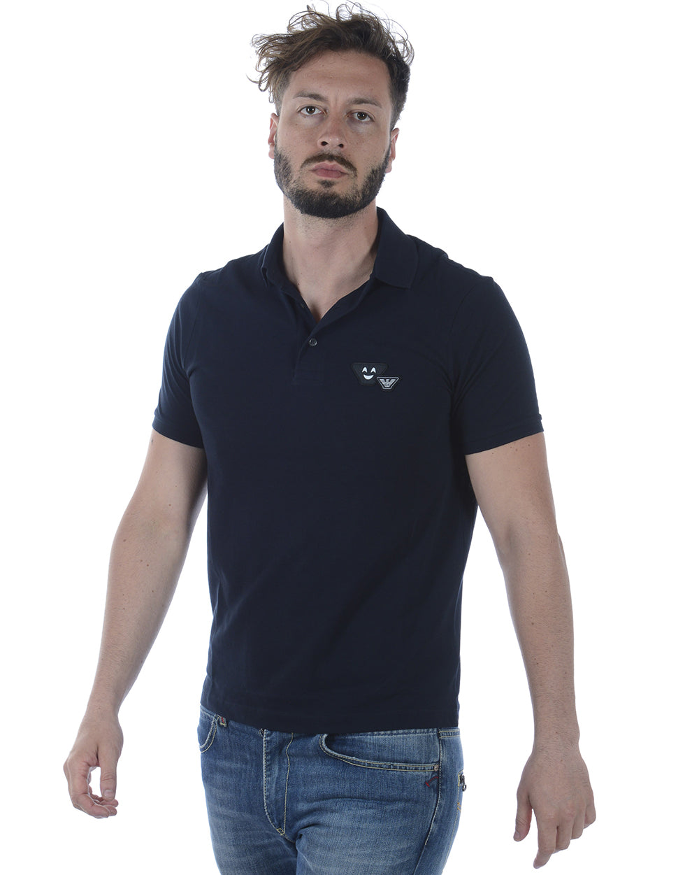 Polo Emporio Armani Blu Navy con Logo Ricamato - mem39