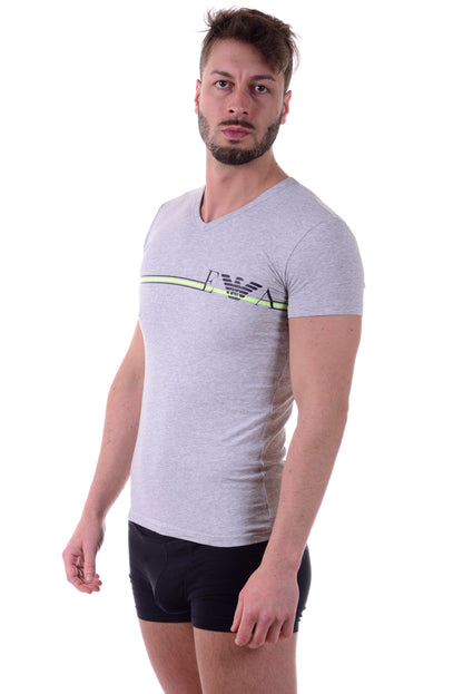 T-Shirt Grigia Emporio Armani con Logo Iconico - mem39