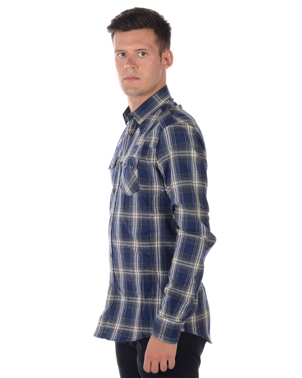 Camicia Daniele Alessandrini Blu in Cotone - Taglia 40 - mem39