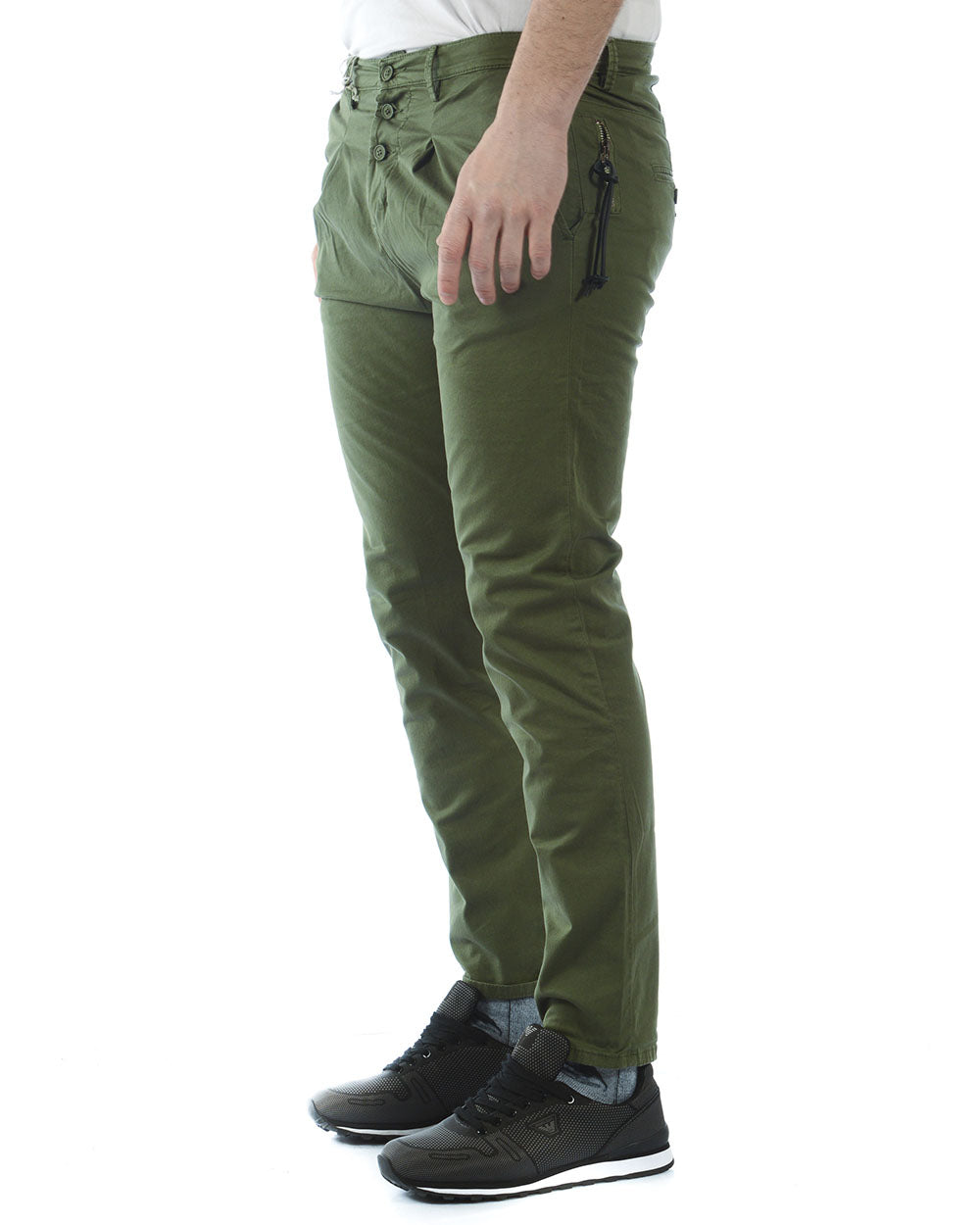 Pantaloni Verde Chiusura Bottoni - Daniele Alessandrini - mem39