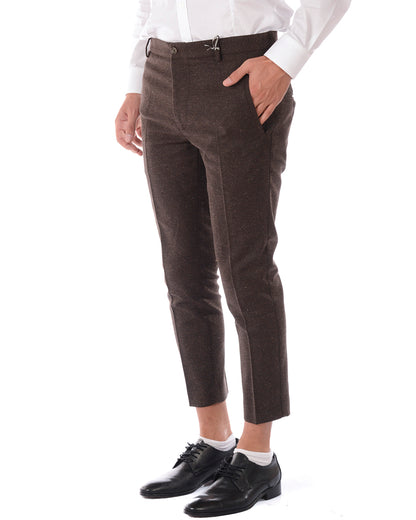 Pantaloni Daniele Alessandrini Brown Zip Closure - mem39