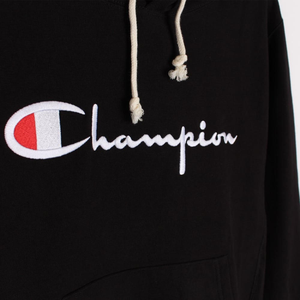 Felpa con Cappuccio in Cotone Nero Champion - mem39