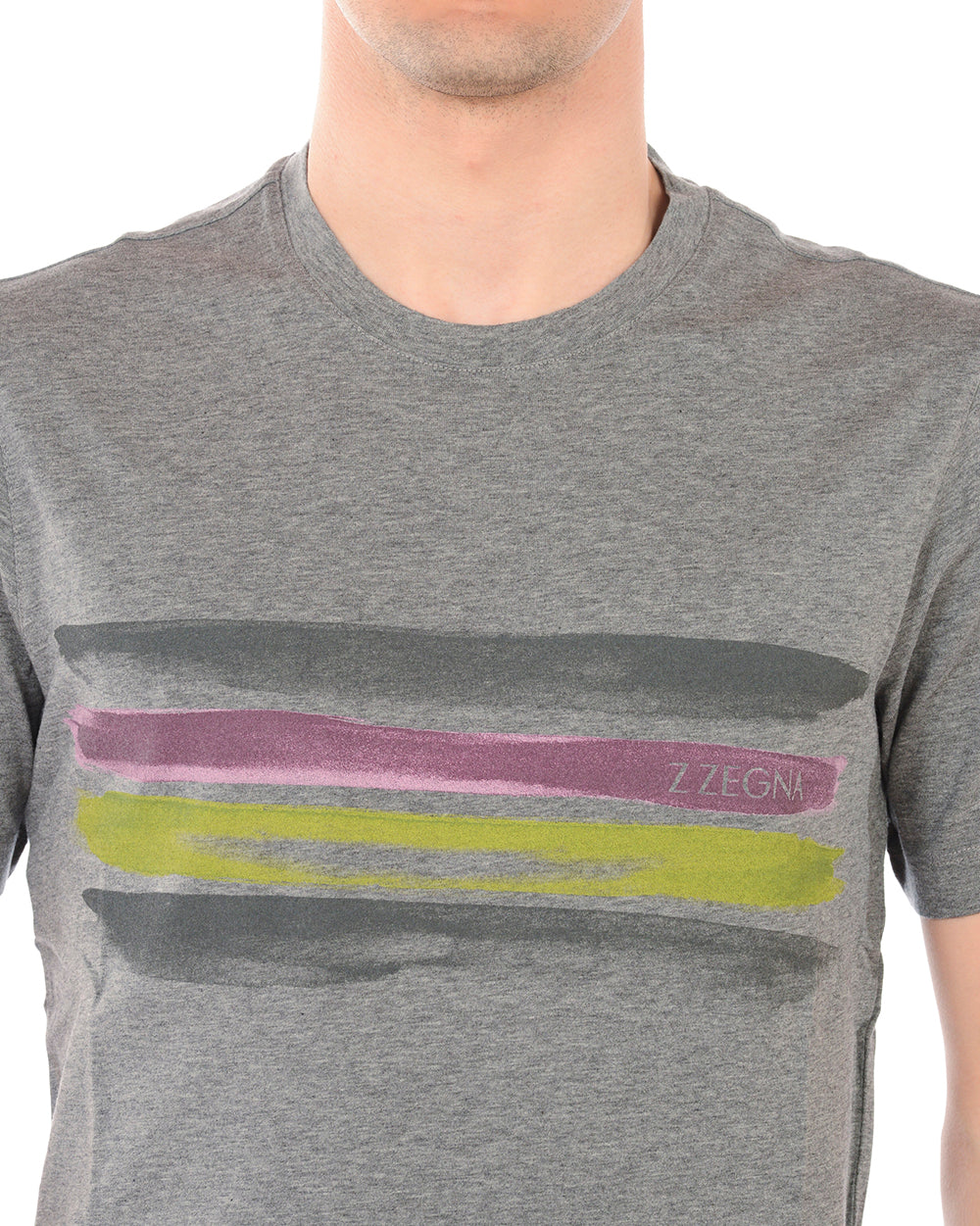 Maglia T-shirt Grigia con Logo Stampato ZEGNA - mem39