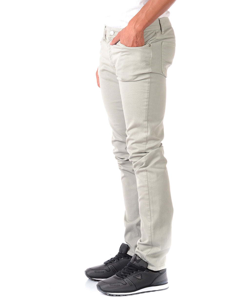 Pantaloni Daniele Alessandrini Grigio in Cotone e Lycra - mem39