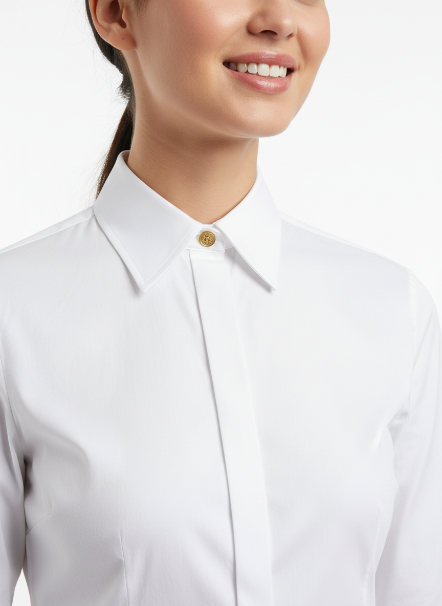 Elisabetta Franchi camicia in cotone con dettaglio logato bianco