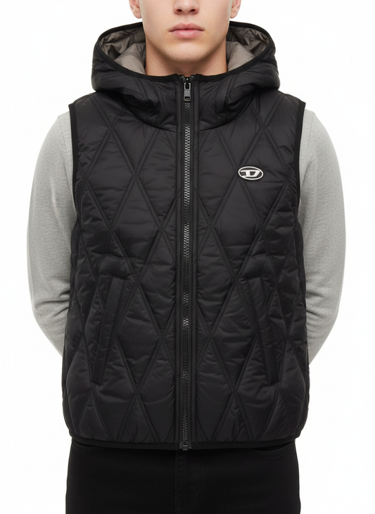 Diesel gilet imbottito con cappuccio Jfossir nero