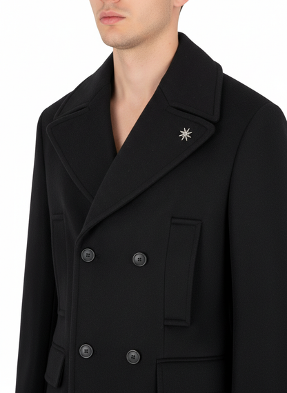 Manuel Ritz cappotto doppiopetto in panno misto lana blu - mem39