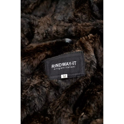 Cappotto Giacca In Vera Pelle Nera Uomo Slim In Stile Montone Pelo Lungo Rindway