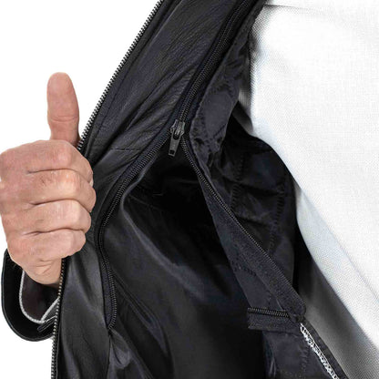 Giaccone Giacca Lungo In Vera Pelle Nera Uomo Slim Con Tasconi e Cintura Vita Rindway