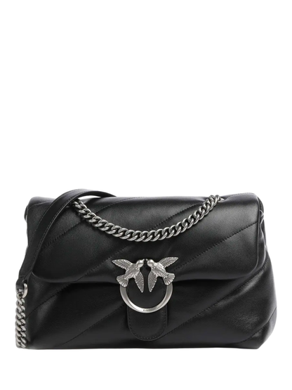 Pinko borsa Love Bag Puff Classic in pelle trapuntata nero argento