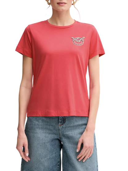 Pinko T-shirt manica corta Nambrone con logo gioiello rosso