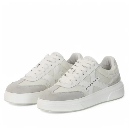 John Richmond sneakers in pelle e suede bianco ecrù