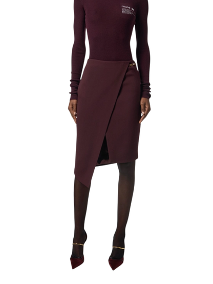 Elisabetta Franchi gonna tubino asimmetrica borgogna