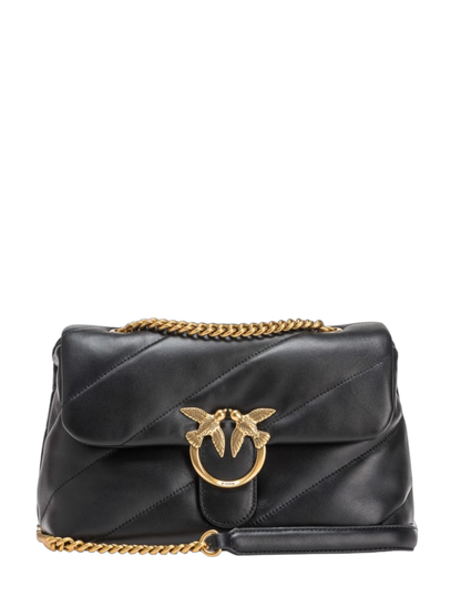 Pinko borsa Love Bag Puff Classic in pelle trapuntata nero oro