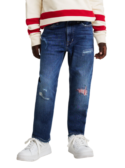 Tommy Hilfiger jeans Skater gamba dritta con strappi lavaggio blu