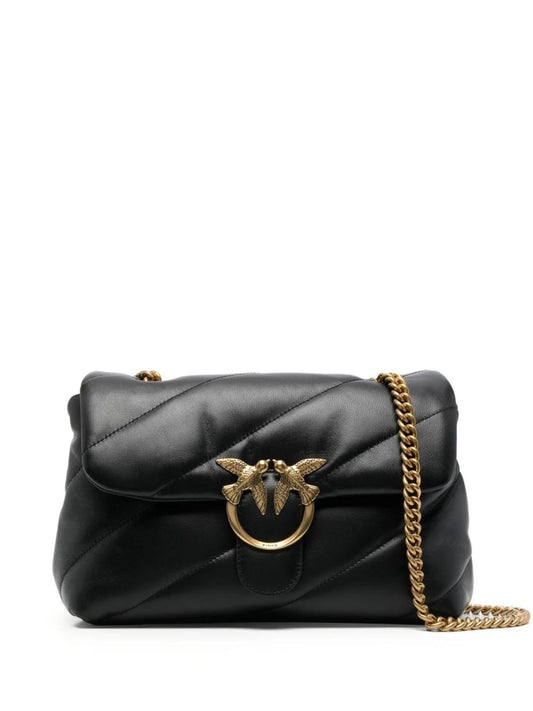 Pinko borsa Love Bag Puff Classic in pelle trapuntata nero oro