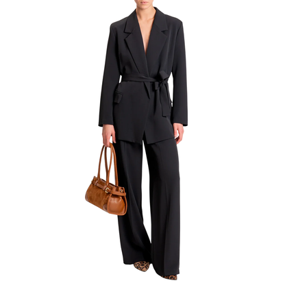 Vicolo pantaloni palazzo in tessuto fluido nero